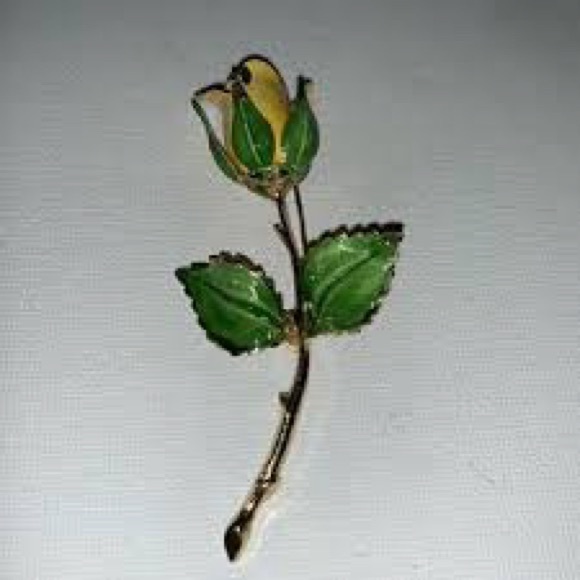 Vintage Giovanni Yellow Rose Brooch Gold-tone - Picture 2 of 9